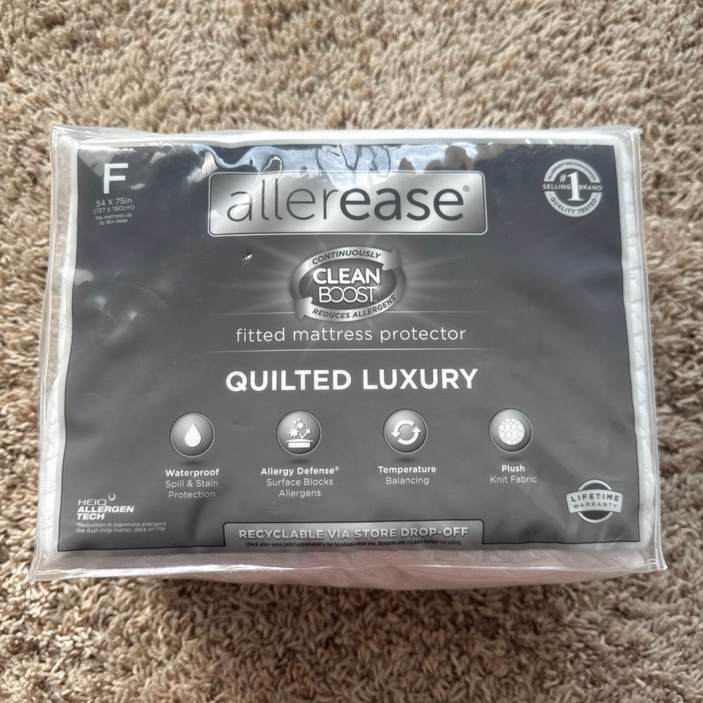 Allerease Quilted Luxury Full Mattress Protector Waterproof Allergy Defense